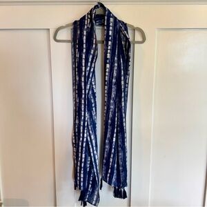 Blue and White Striped Scarf